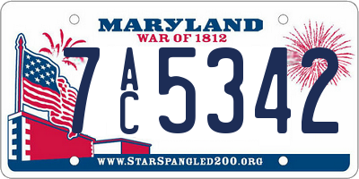 MD license plate 7AC5342