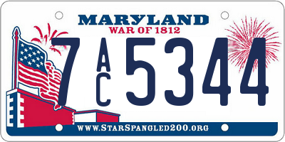 MD license plate 7AC5344