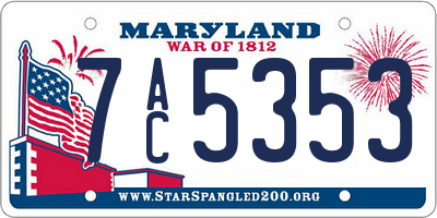 MD license plate 7AC5353