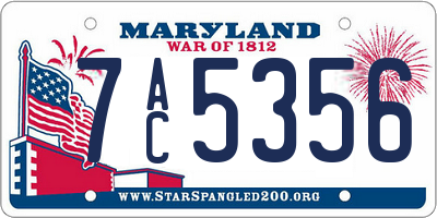 MD license plate 7AC5356