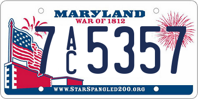 MD license plate 7AC5357