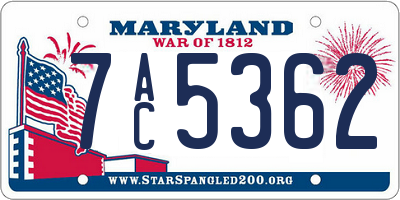 MD license plate 7AC5362