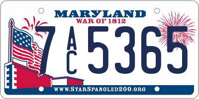 MD license plate 7AC5365
