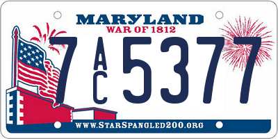 MD license plate 7AC5377