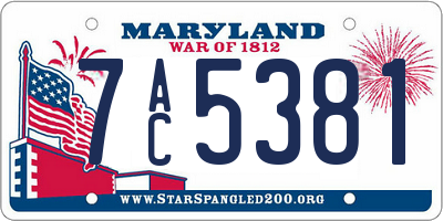 MD license plate 7AC5381