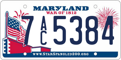 MD license plate 7AC5384