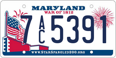MD license plate 7AC5391