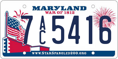 MD license plate 7AC5416