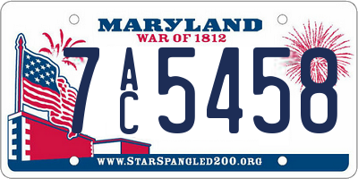 MD license plate 7AC5458