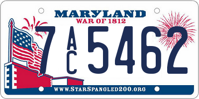 MD license plate 7AC5462