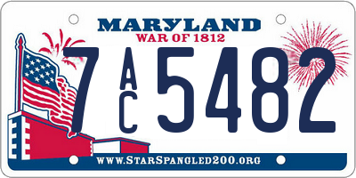 MD license plate 7AC5482