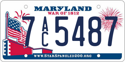 MD license plate 7AC5487