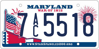 MD license plate 7AC5518