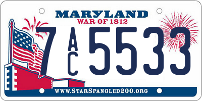 MD license plate 7AC5533
