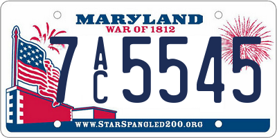 MD license plate 7AC5545