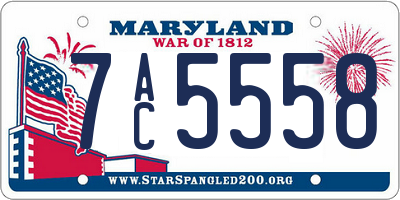 MD license plate 7AC5558