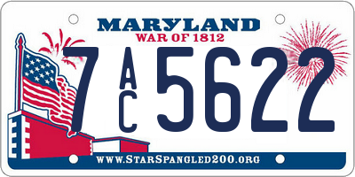 MD license plate 7AC5622