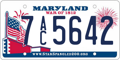 MD license plate 7AC5642