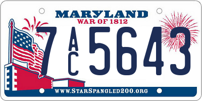 MD license plate 7AC5643