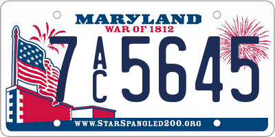MD license plate 7AC5645
