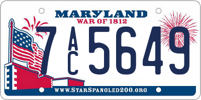 MD license plate 7AC5649