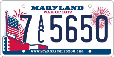 MD license plate 7AC5650