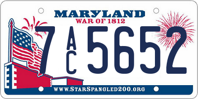 MD license plate 7AC5652