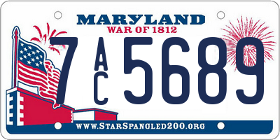 MD license plate 7AC5689