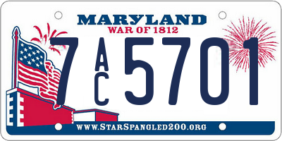 MD license plate 7AC5701
