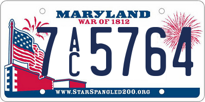 MD license plate 7AC5764