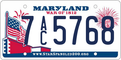 MD license plate 7AC5768