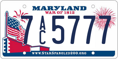 MD license plate 7AC5777