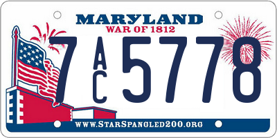 MD license plate 7AC5778