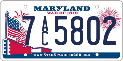 MD license plate 7AC5802