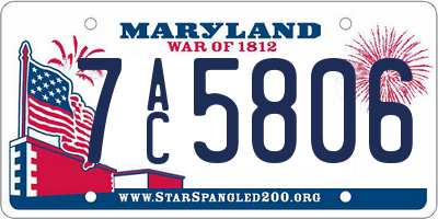 MD license plate 7AC5806
