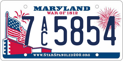 MD license plate 7AC5854