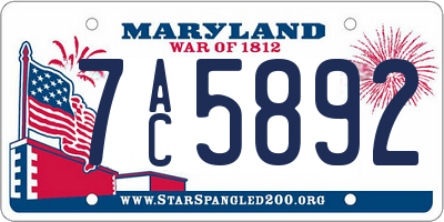 MD license plate 7AC5892