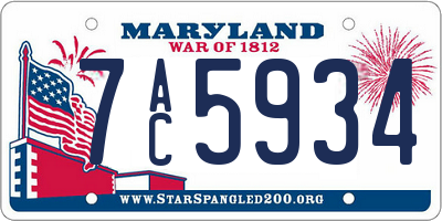MD license plate 7AC5934