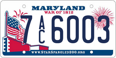MD license plate 7AC6003