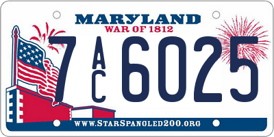 MD license plate 7AC6025