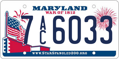 MD license plate 7AC6033