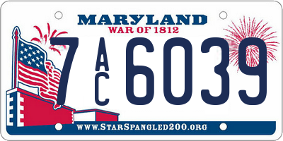 MD license plate 7AC6039