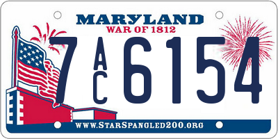 MD license plate 7AC6154
