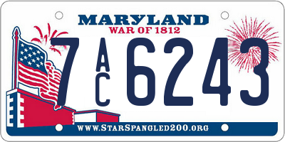 MD license plate 7AC6243