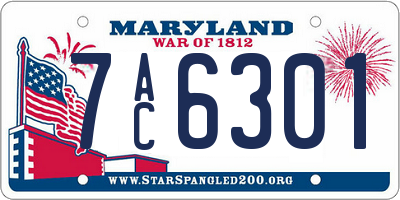 MD license plate 7AC6301