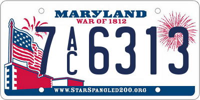 MD license plate 7AC6313