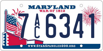 MD license plate 7AC6341