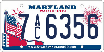 MD license plate 7AC6356
