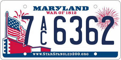 MD license plate 7AC6362