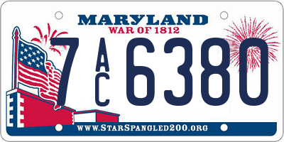 MD license plate 7AC6380
